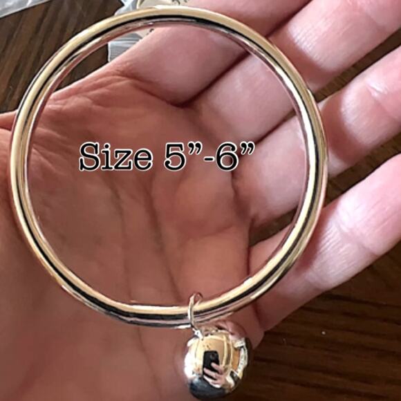 Drop Ball Sterling Silver Bangle Bracelet Various Sizes - Picture 4 of 16
